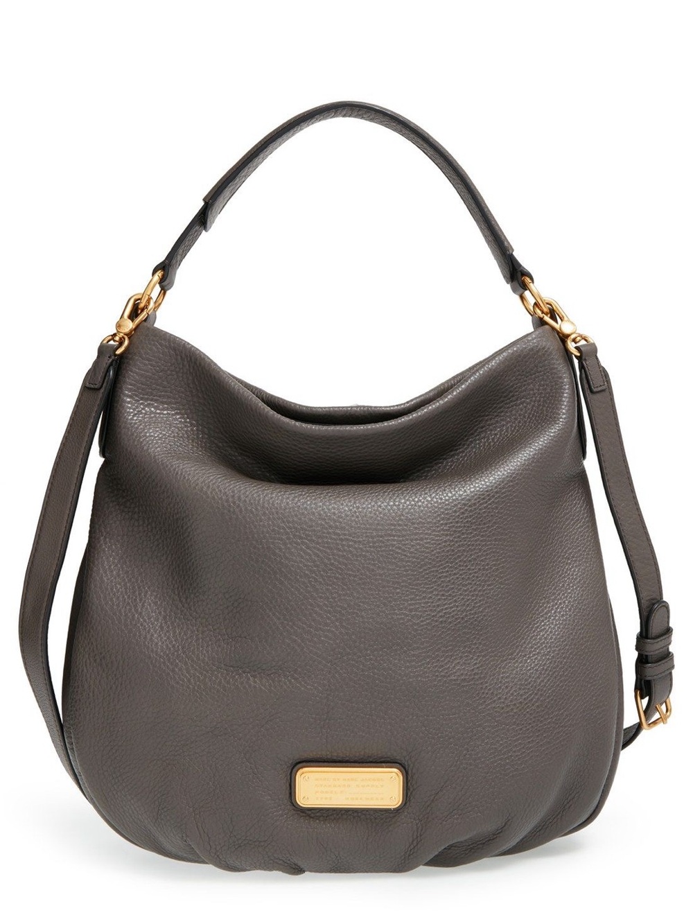 Marc Jacobs Dark Gray Pebbled 100% Leather Shoulder Hobo with handle